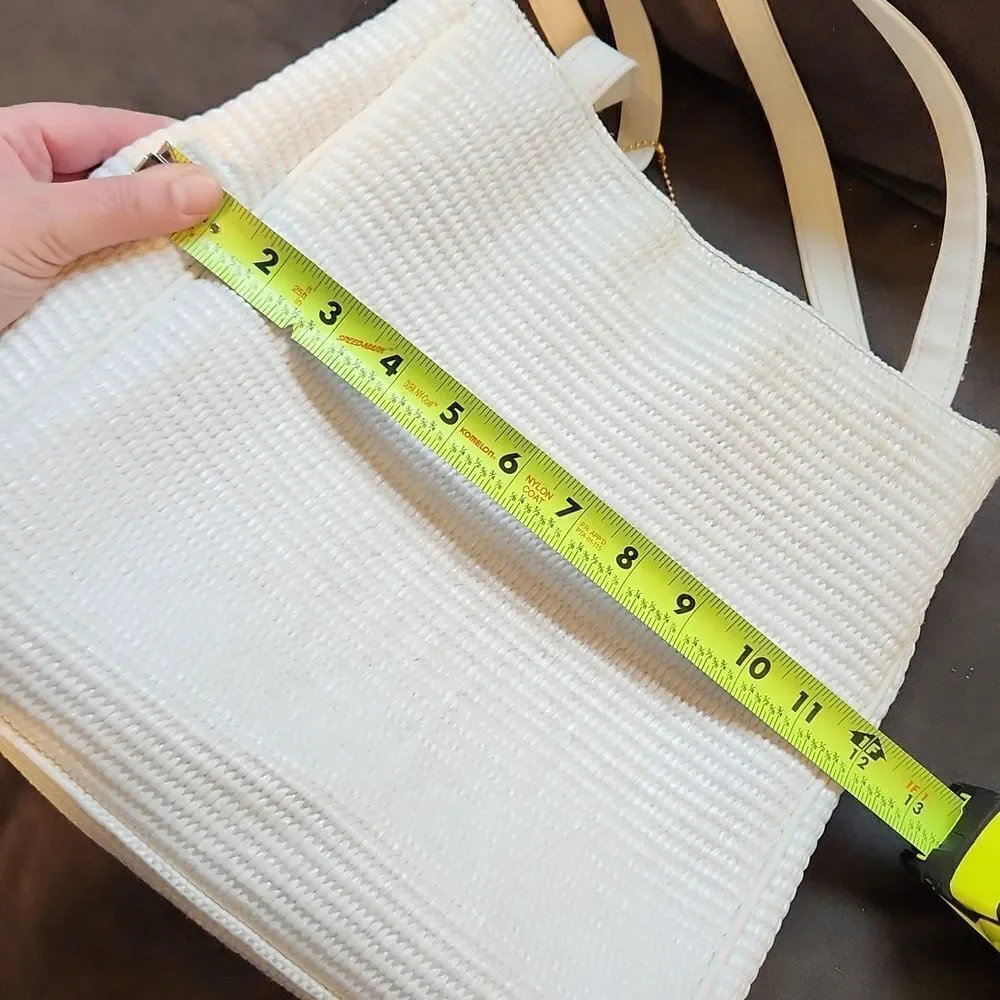 Vintage Liz Claiborne Bag Tote Purse Elegant Cream Tote Bag Olefin Straw Bag